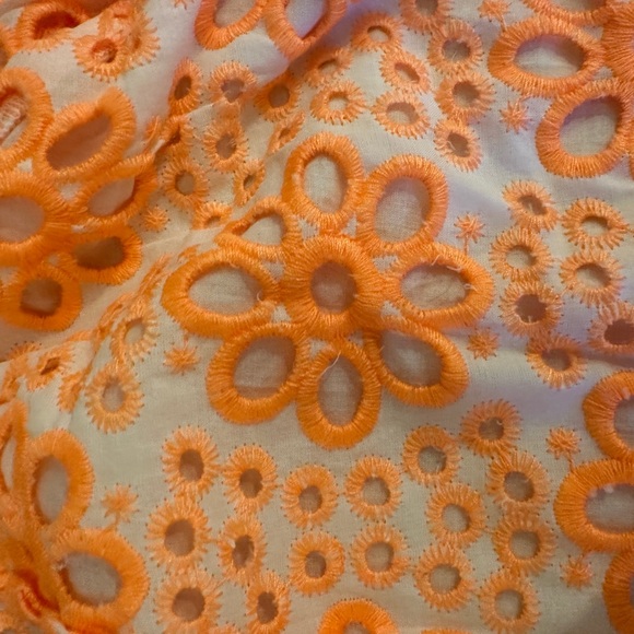 Lilly Pulitzer Kerrigan Elbow Sleeve Top Cantaloupe Funflower Eyelet - Picture 7 of 8